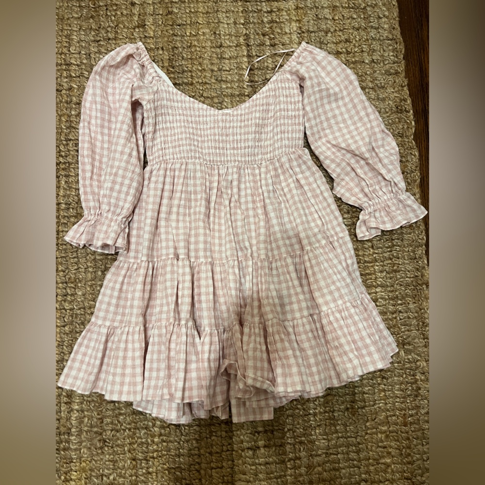 gingham baby doll style mini dress